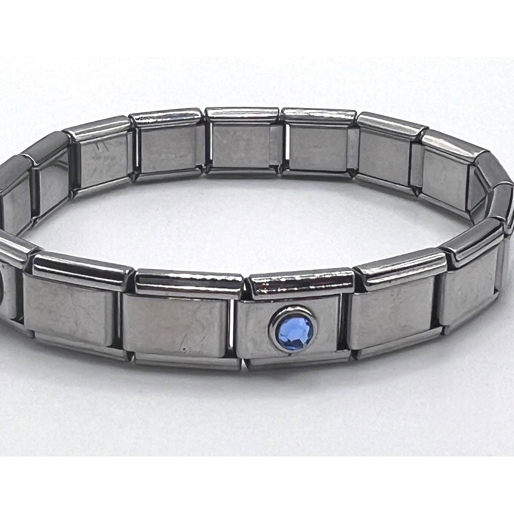 Italian Style Charm Bracelet Stainless Stretch  Dove, Coffee Cup, Blue Crystal‎